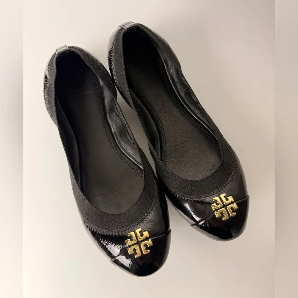 Tory Burch Jolie‎ Leather Ballet Flats Black Size 7.5